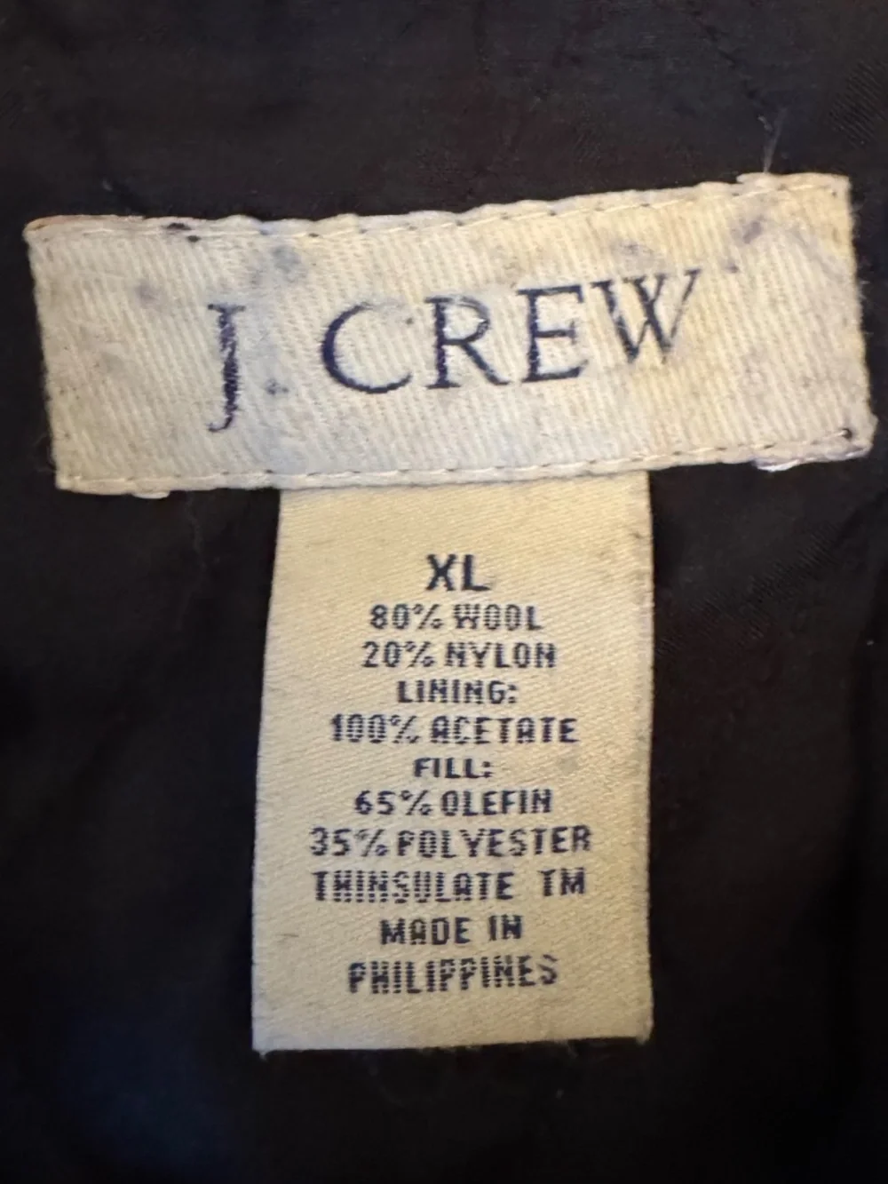 J. Crew Wool University Stadium Coat with Quilted Lining Navy XL